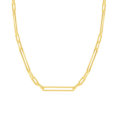 Elongated Paperclip and Oval Link Necklace