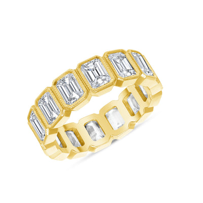 18k Gold Emerald Eternity Diamond Ring