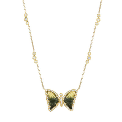 Tourmaline and Diamond Butterfly Pendant