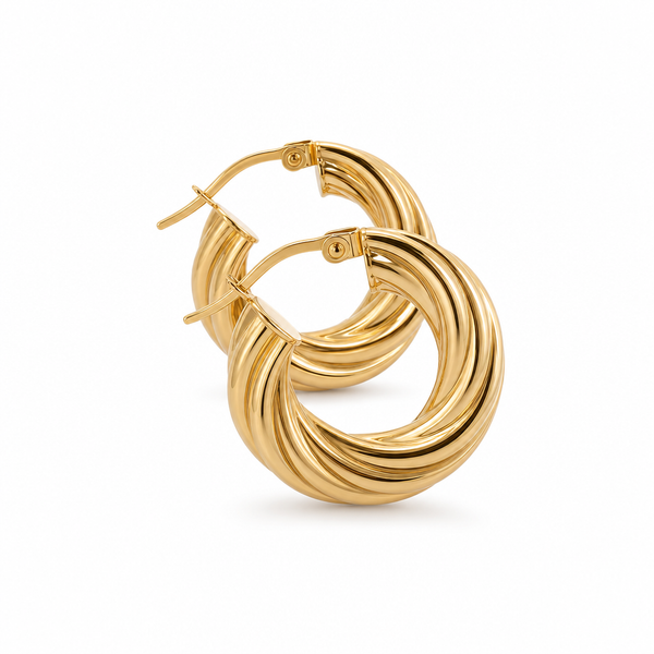 14K Gold Twist Hoops