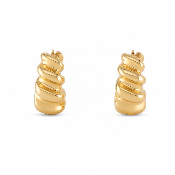 14k Gold Thick Spiral Hoops