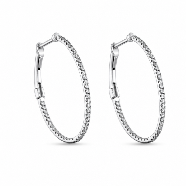 14K White Gold 0.62 Diamond Hoops