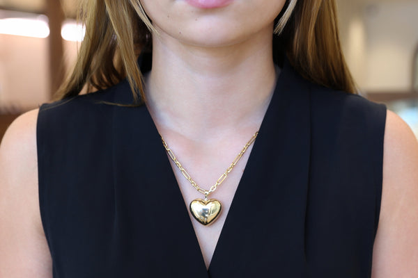 14K Large Bubble Heart Pendant