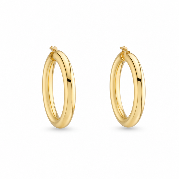 14k Gold Classic Tube Hoop Earrings
