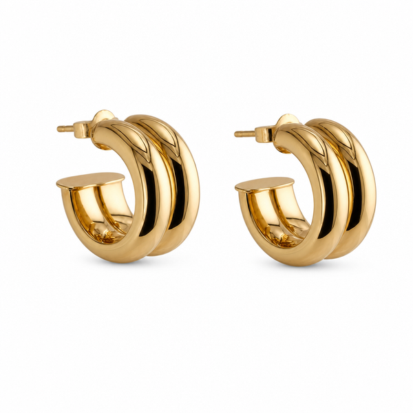 14k Gold Double Hoop Earrings