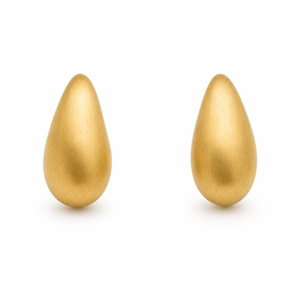 14k Gold Matte Tear Drop Earrings