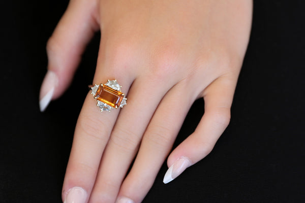 5ct Orange Sapphire Ring With Diamonds