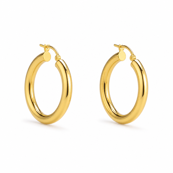 14k Gold Small Classic Tube Hoop Earrings