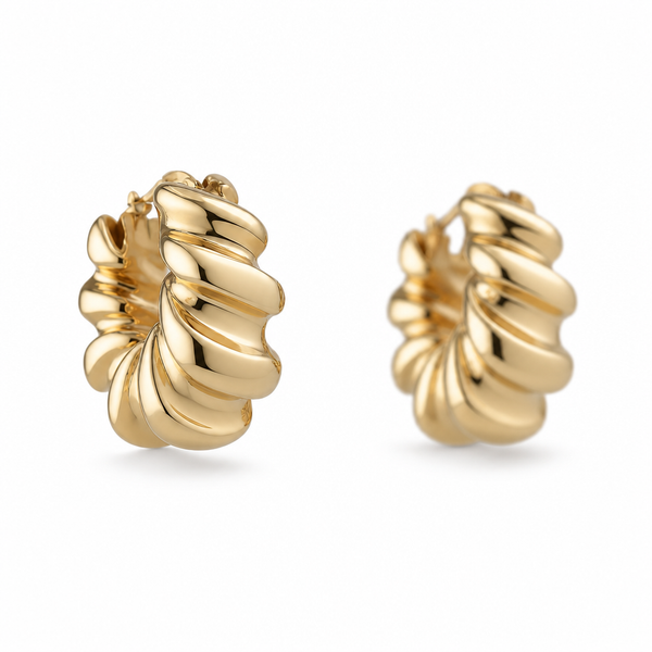 14k Gold Thick Spiral Hoops