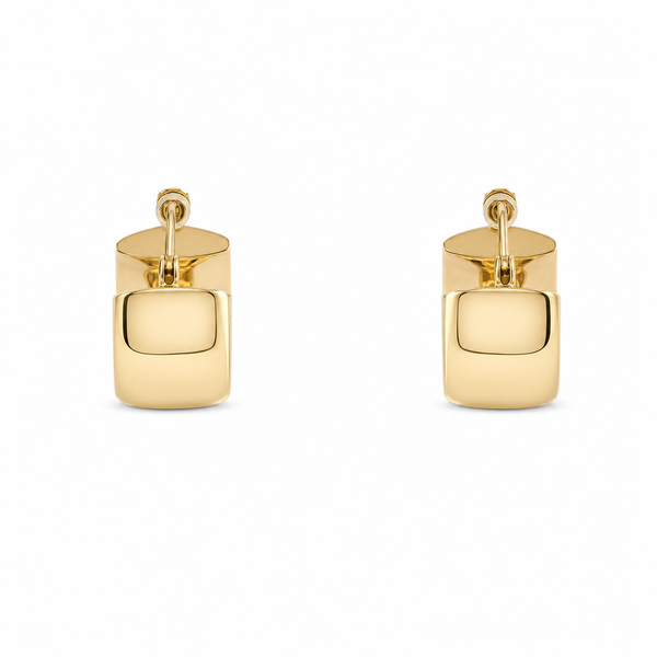 14k Small Widened Hoop Earrings
