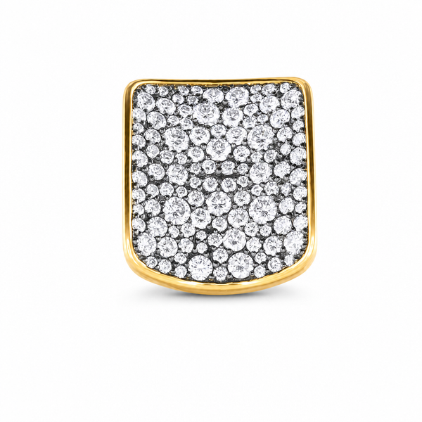 14k Gold Rectangular Organic Pavé Black Rhodium Lab Diamond Ring