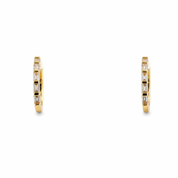 14k gold .22 ct baguette diamond earrings