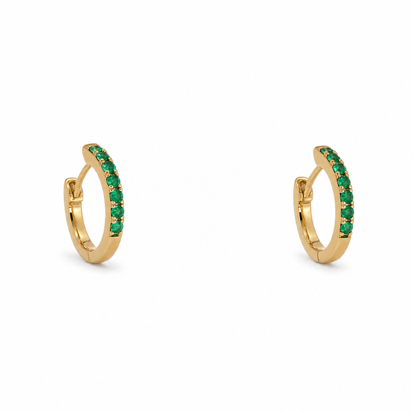 14k gold .08 ct natural emerald earrings