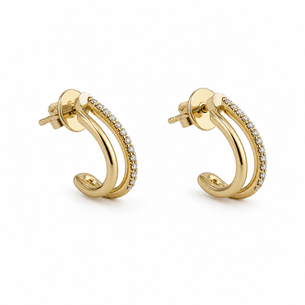 14k gold .07 ct natural diamond hook earrings