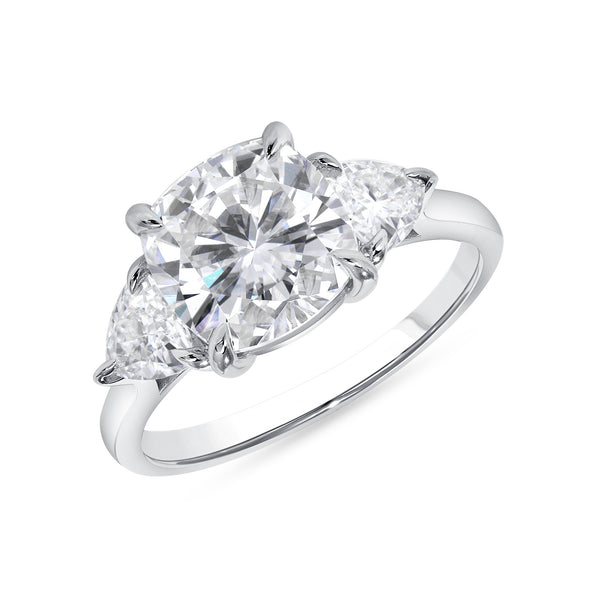 Three Stone with Diamond Trillions Ring