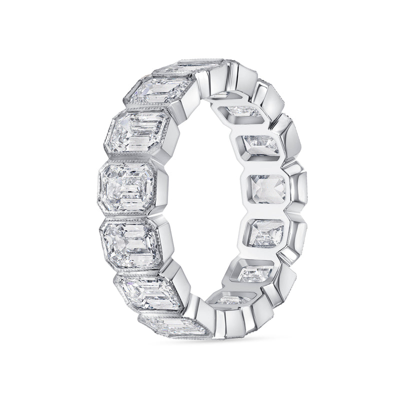 4.5 Carats 18k Gold Emerald Eternity Diamond Ring