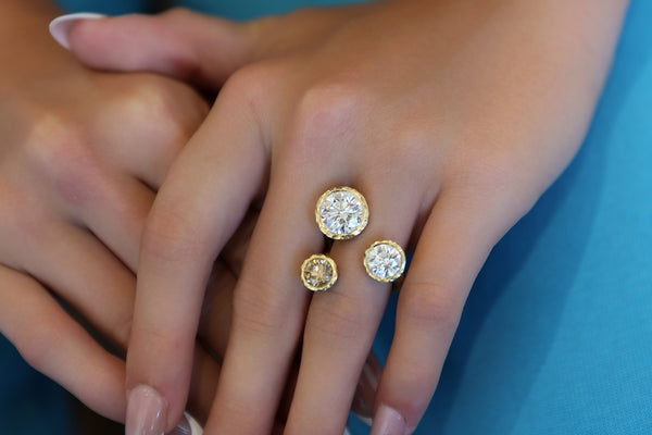 3 Lab Diamond Tube Ring