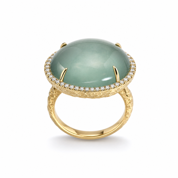 Aquamarine Cup Ring with Diamonds