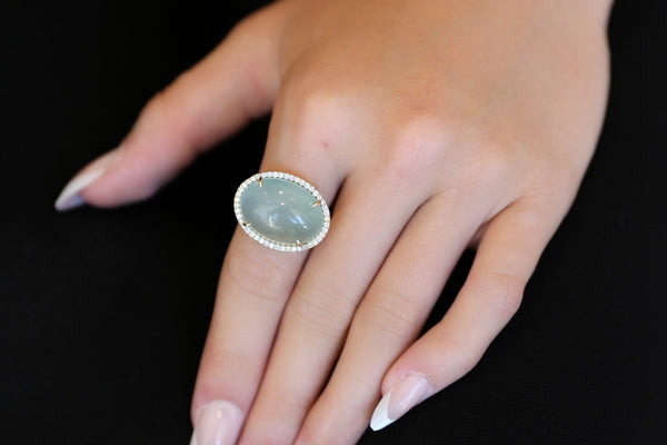 Aquamarine Cup Ring with Diamonds