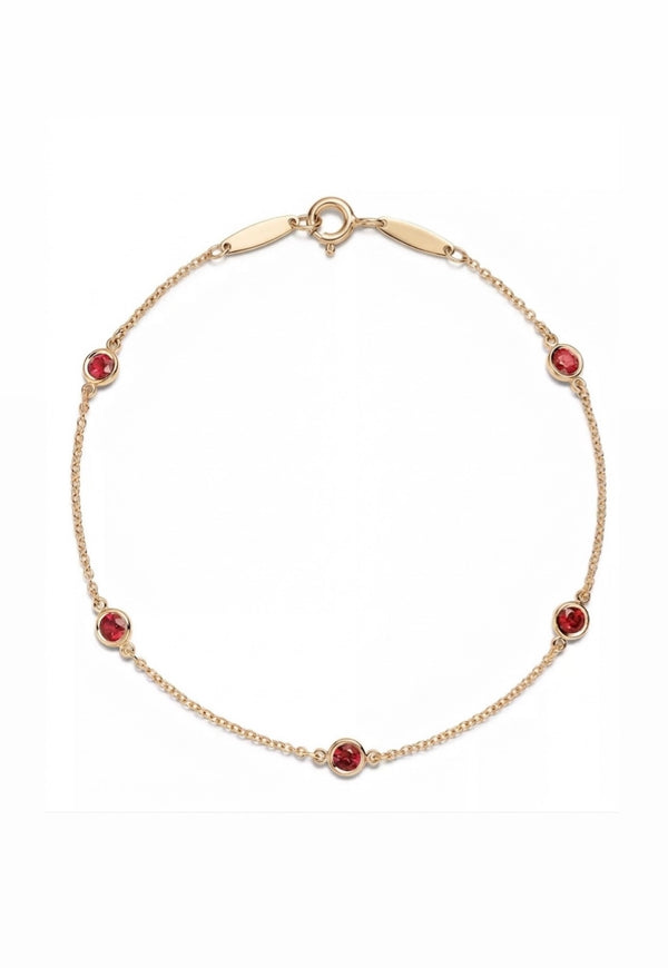 Pigeon Blood Rubies Station Bracelet