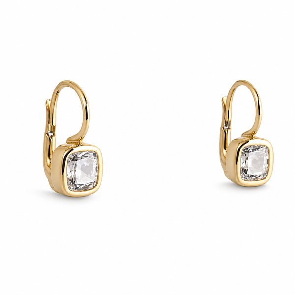 Lab Diamond Cushion Bezel Clasp Earrings
