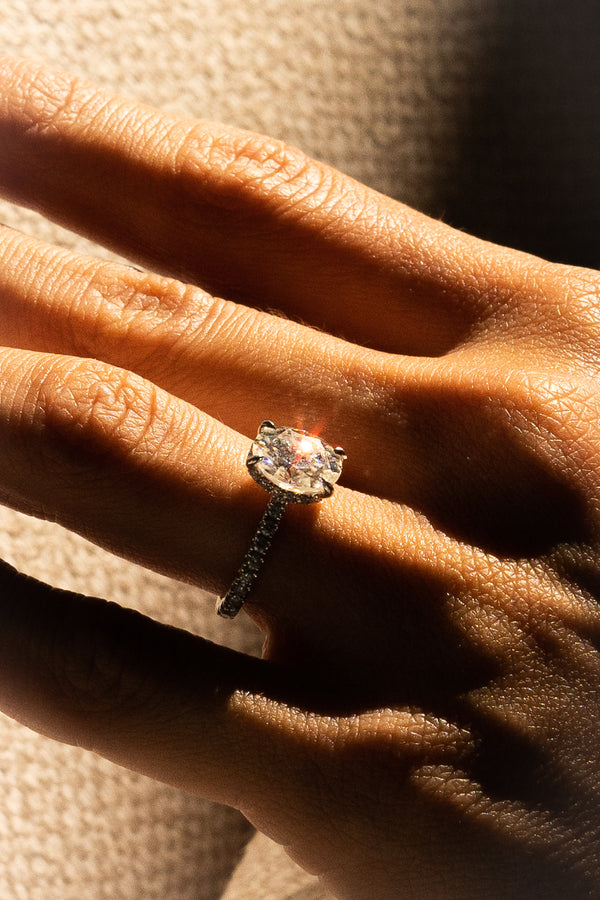 Oval Hidden Halo Diamond Ring