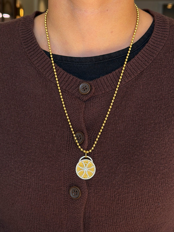 Diamond Butterfly Coin Pendant
