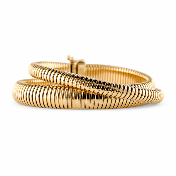 Double 14K Gold Lines Crossing Bracelet