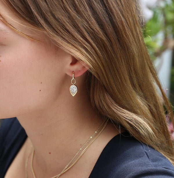Drop Floating Pear Lab Diamond Earrings