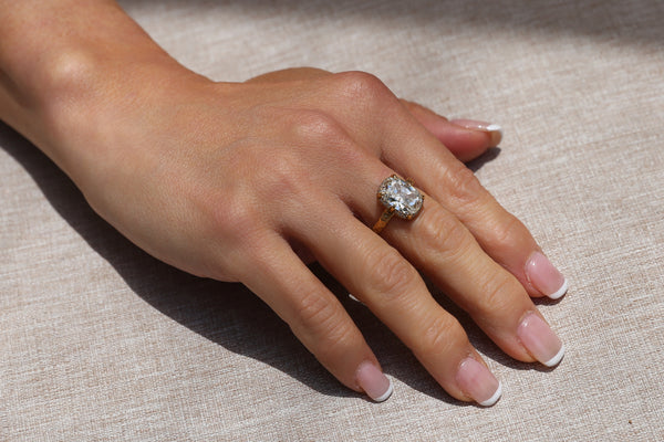 4ct Eagle Claw Lab Cushion Cut Diamond with Side Pavé Diamonds