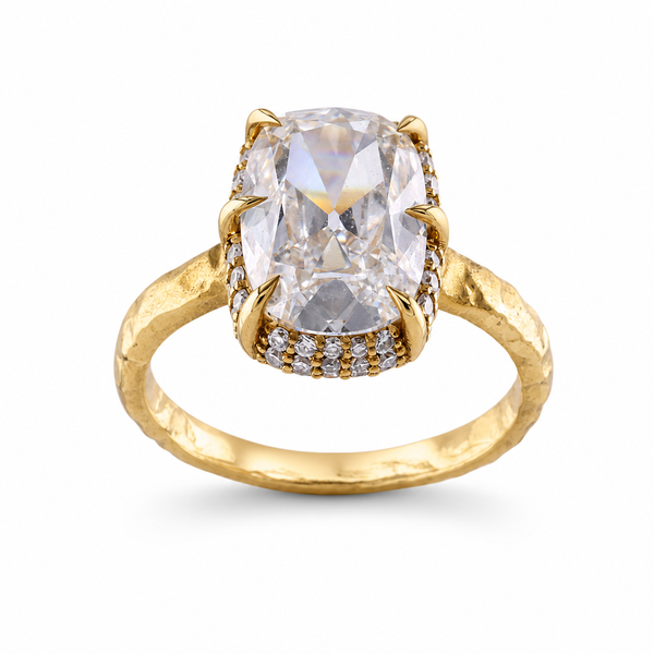 Eagle Claw Cushion Cut Diamond with Side Pavé Diamonds