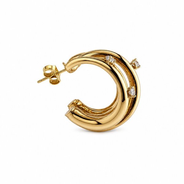 Floating 3 hoop 1ct lab diamonds
