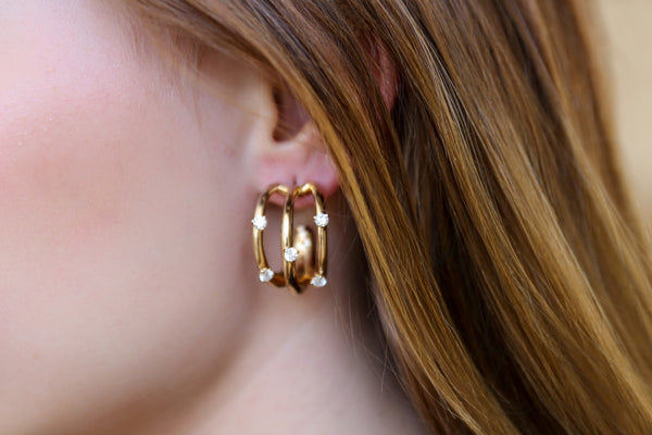 Floating 3 hoop 1ct lab diamonds