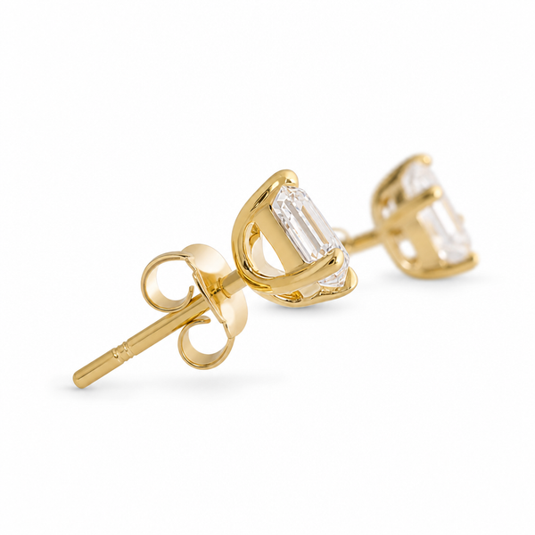 2.18 ct Asher Cut Gold Earrings