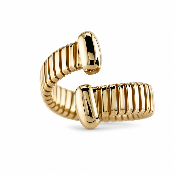 14K Gold Lines Cross Ring