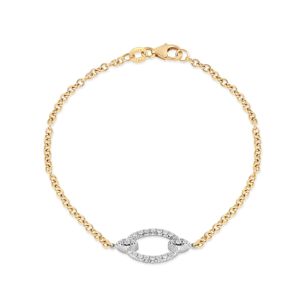 Double Sided Diamond Oval Charm Bracelet