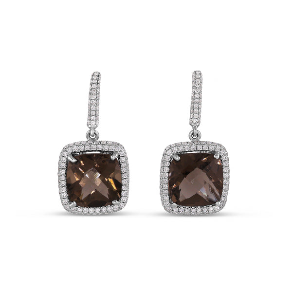 Diamond and Topaz Drop Earrings with Stud