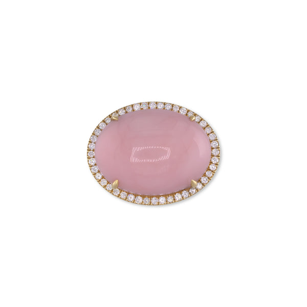 Pink Opal and Lab Diamonds Cup Ring