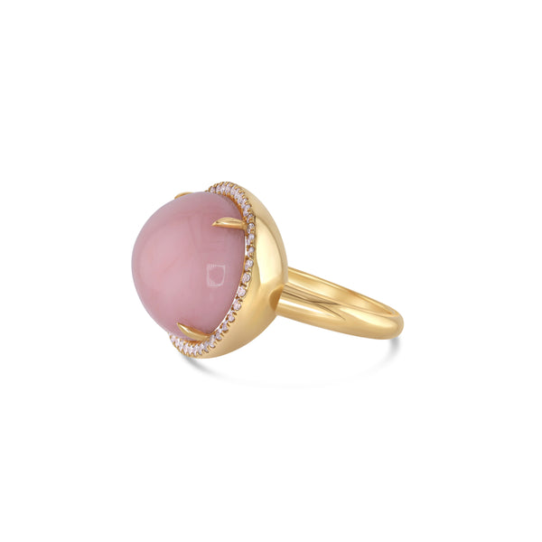Pink Opal and Diamonds Cup Ring