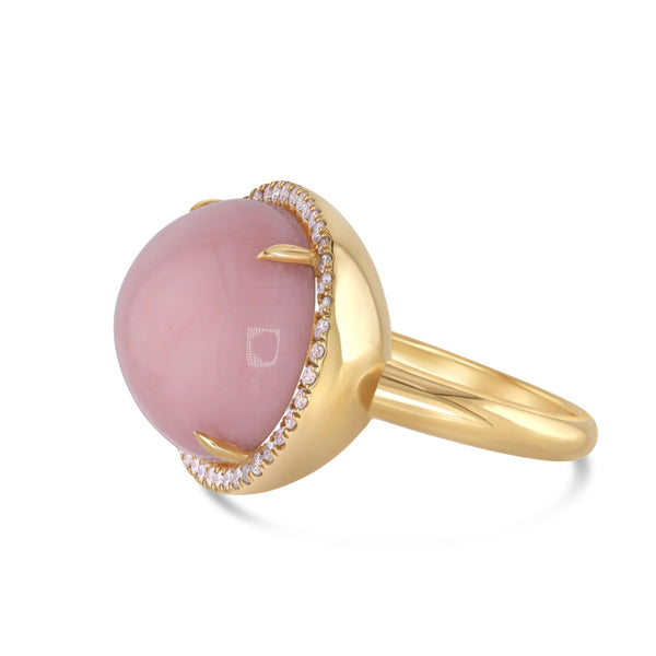 Pink Opal and Lab Diamonds Cup Ring