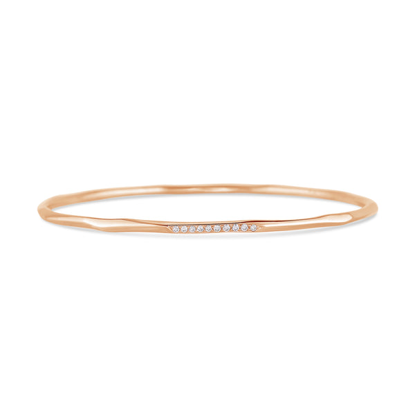 Hammered 18K Gold and Diamond Bangle