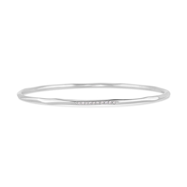 Hammered 18K Gold and Diamond Bangle
