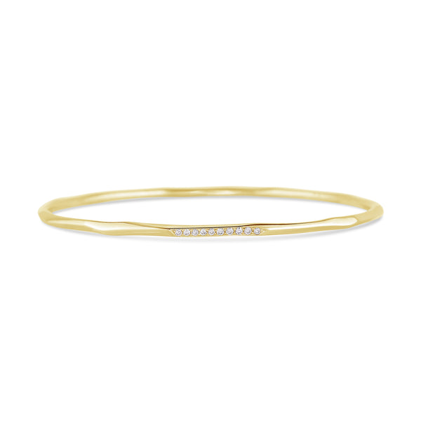 Hammered 18K Gold and Diamond Bangle