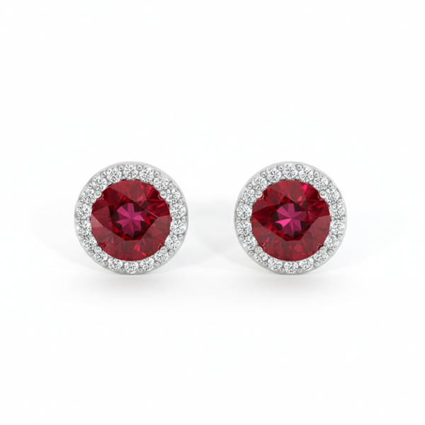 Pigeon Blood Rubies with Natural Diamond Halo