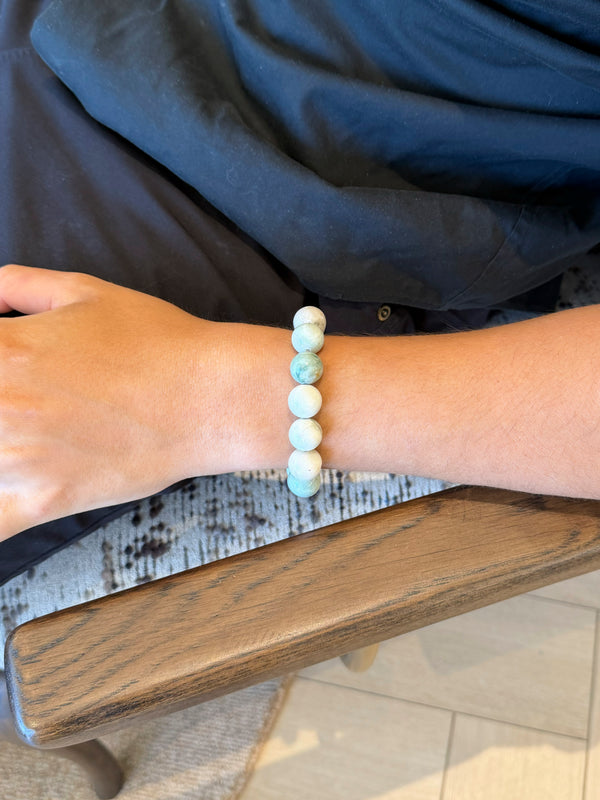 Men's White Jade Bead Bracelet