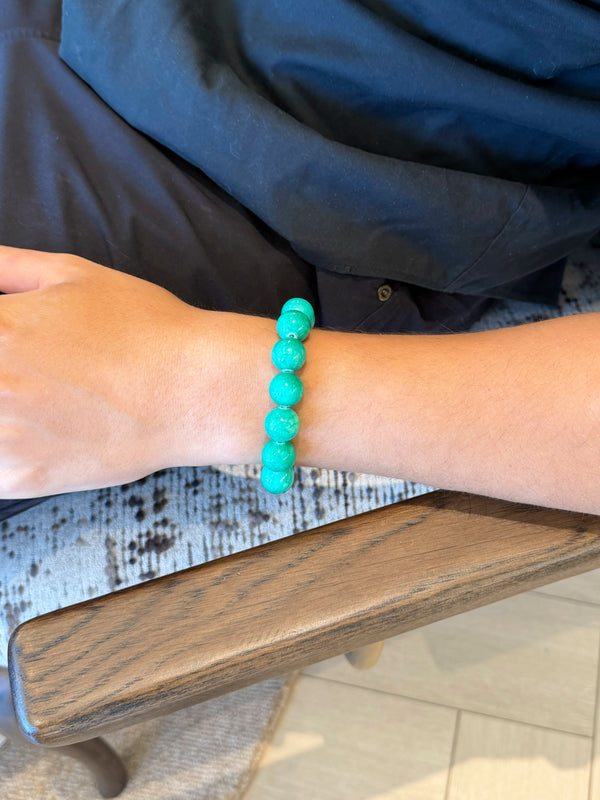 Men's Green Jade Bead Bracelet