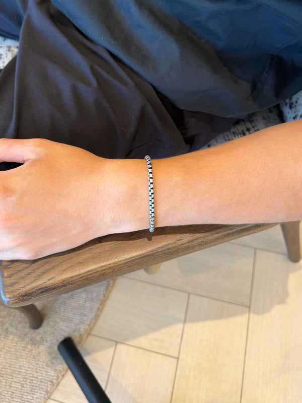Men's Box Chain Sterling Silver Bracelet