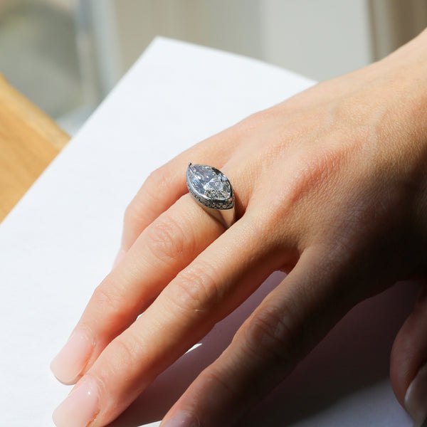 Titanium Marquise Lab Diamond Ring