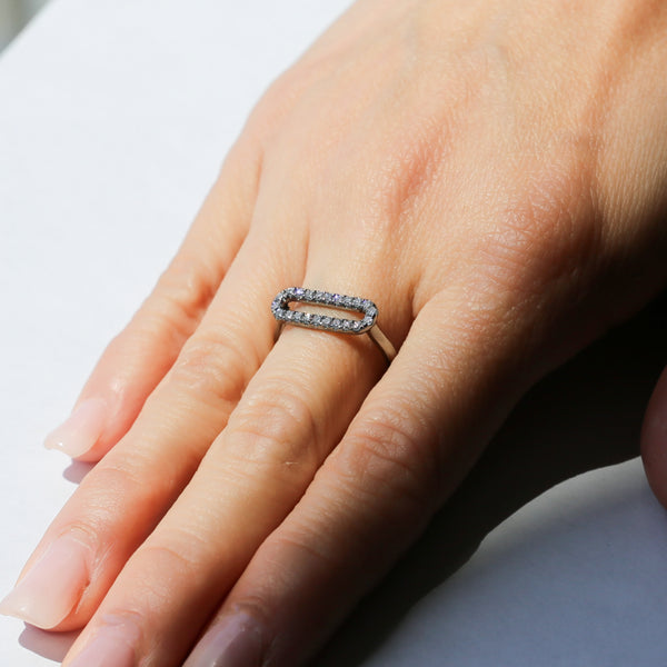 Titanium Diamond Paperclip Ring