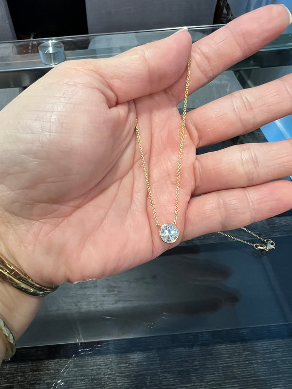 2 carat Bezel Solitaire Lab Diamond Necklace